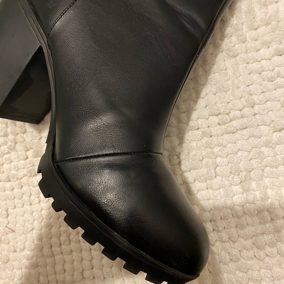 Zip-up Black Faux Leather Half Booties combat Chelsea - Picture 6 of 8